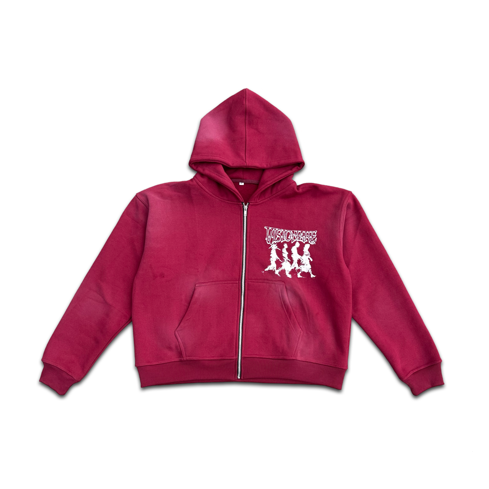 "Apocalypse" Burgundy Zip-Up Hoodie